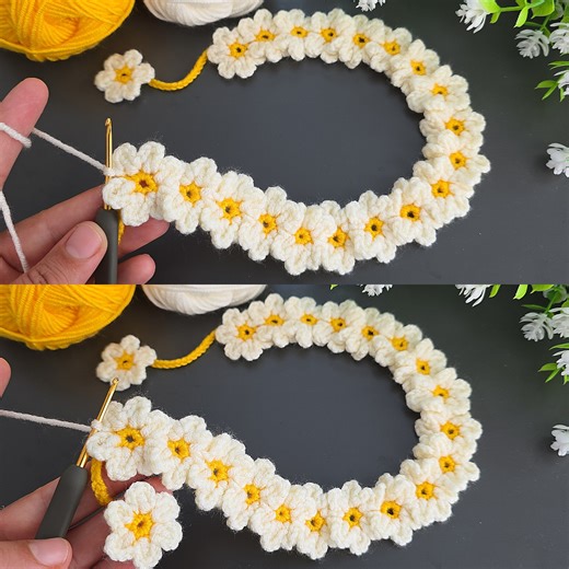Step by step to a field of daisies! 🌼 Crochet daisy chain tutorial #crochet | Knitting Home