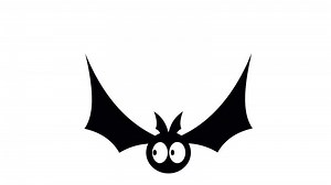 Cartoon Bat Flapping Wings with Animated Eyes and Blinking. It features a looping animation of a cartoon bat with large expressive eyes. Alpha channel on transparent background.