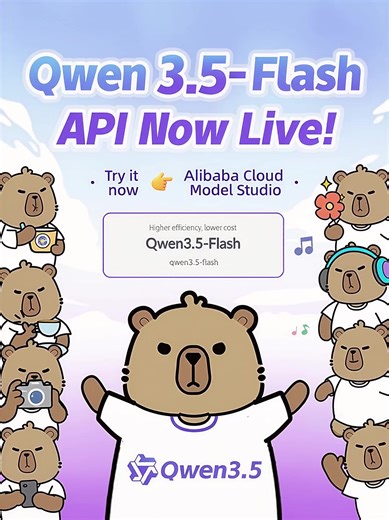 Accelerate your AI applications with native vision-language Flash models. ⚡️ Experience the power of Qwen3.5-flash, now officially live on Model Studio. Built on a hybrid architecture that combines linear attention with a sparse mixture-of-experts model, this model is engineered for fast response times while maintaining a perfect balance between inference speed and overall performance. Start building now: https://int.alibabacloud.com/m/1000410212/ #AlibabaCloud #Qwen #Efficiency #CloudComputing 