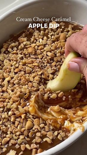2.5M views · 7.6K reactions | Cream Cheese Caramel Apple Dip is the perfect quick and easy dessert recipe! Made with a sweet cream cheese base layer, an ooey-gooey caramel middle, and a crunchy toffee bit topping – this homemade fruit dip is creamy, rich, and delicious. A 15 minute party appetizer or dessert! ✨✨ (recipe below) #appledip #caramelapple #caramelappledip #easydessert #falldessert #fallrecipe #asmrrecipe #recipevideo #recipe | Wellness by Kay | Facebook