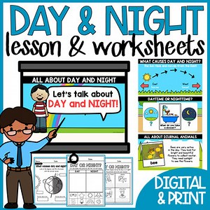 Day and Night Diurnal Nocturnal Animals Science Lesson and Worksheets