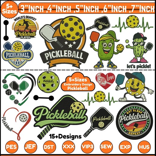 Set of 14 Pickleball Mini Machine Embroidery Designs Pickle Ball VI Pickleball Paddles Crossed PES Ball Designs JEF 5 size Instant Download - Etsy
