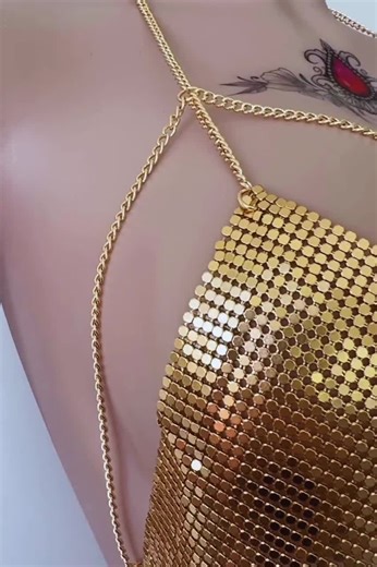 Gold Chainmail Crop Top Perfect for Exotic Dancewear, Festival Outfit or Club Wear, Gold Rave Top - Etsy