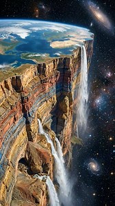 at the edge of the world, you can see it all — layers of rock and soil stretching into infinity, the flat Earth spreading beneath your feet, and beyond, the endless void of space sparkling with stars. A place where the Earth ends, and the edges of everything begin. #FlatEarth #EdgesOfEverythingness #CosmicView #fblifestyle #theedgesofeverythingness #orbit #soqce | The Edges Of Everythingness