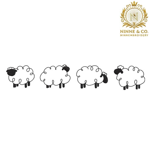 Sheep Collection Embroidery File, Farm Animal Sketch Embroidery Design, Minimalist Lamb Group Pattern, Nursery Animal Idea - Etsy