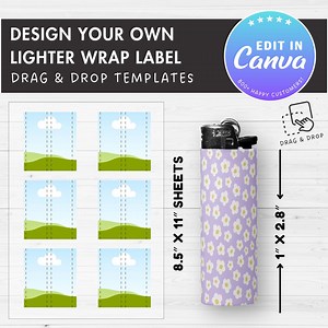 Design Your Own Lighter Wrap, Lighter Label Editable Canva Template, Editable Lighter Full Wrap, Sublimation Template, 8.5"x11" Sheet - Etsy