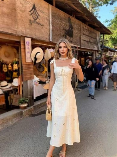 White Cottagecore Linen Dress Romantic Milkmaid Midi Dress Sleeveless Bow Strap Summer Sundress Embroidered Floral Bustier Sun Dress - Etsy