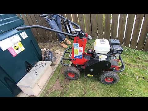 Using a petrol turf cutter