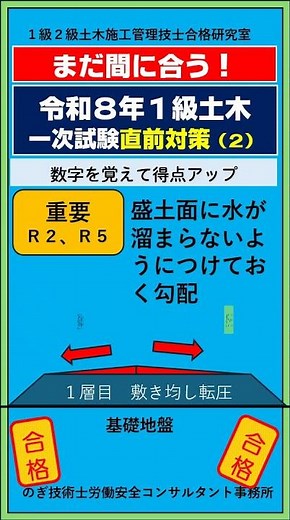まだ間に合う！１級一次直前対策（２）短時間でできるから効果的、重要数字を覚えて得点アップ #1級土木施工管理技士 #数学 #公務員試験#まだ間に合う