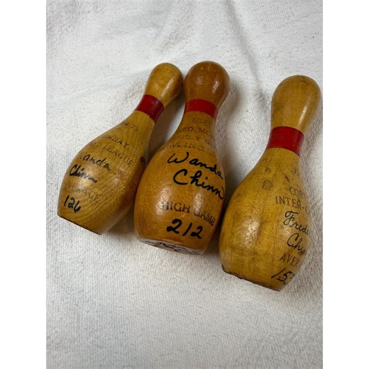Vintage 1970s Miniature Wooden Bowling Pins Set of 3 League Trophy Memorabilia - Etsy