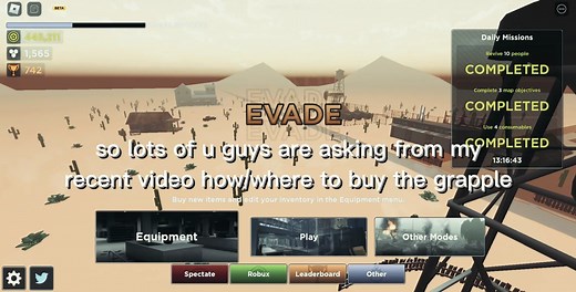 How to Buy and Equip the Grapple on Roblox Evade