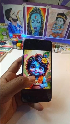 Cute Bal Krishna Drawing 😍🦚✏️ | Krishna Art 🙏 #krishna #drawing #shorts