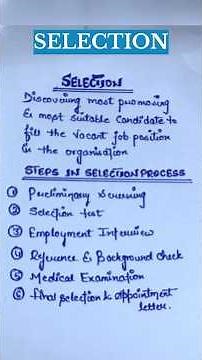 What is selection | selection process steps in selection process | staffing | class 12 hrs