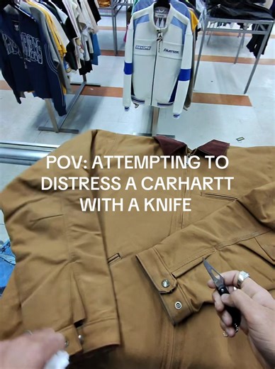 Solution coming soon #fyp #fypage #handmade #customized #custom | distressing carhartt