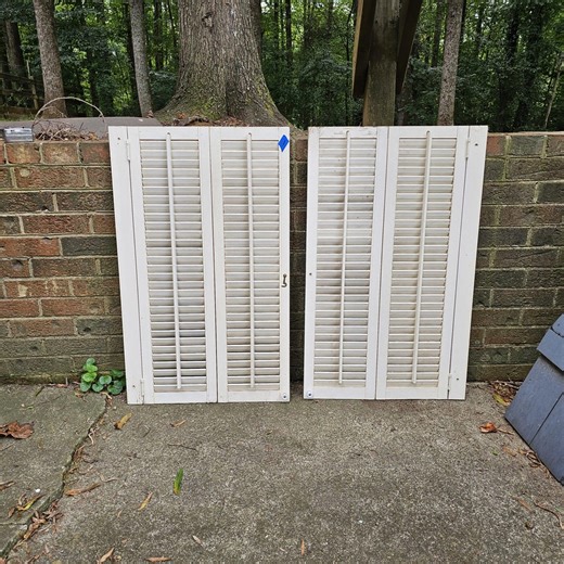 Vintage Off-white Wooden Shutters – 33" Tall, Double Set #1 - Etsy