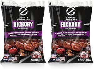 Z GRILLS Wood Pellets for Smoker Grill and BBQ, 100% All-Natural Hardwood Hickory Pellet, 40lbs