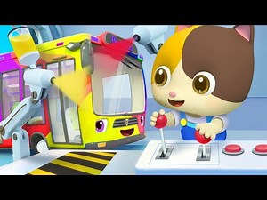 Little Bus Gets Painted | Police Car, Ambulance | for kids |  BabyBus Nursery Rhymes & Kids Songs - Videos For Kids