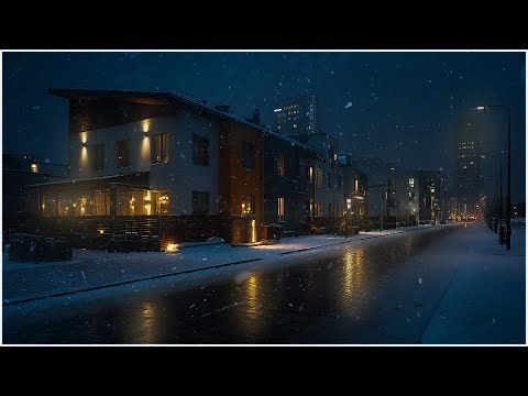 Icy Winter Night Sweeping Through the Empty City Streets┇Strong Blizzard Winds for Deep Sleep