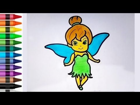Easy Tinker Bell Drawing for Kids | Cute Fairy Drawing Step by Step drawing and Coloring Tutorial