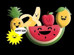 Happy Sun Sensory - Fruit Salad Dance Party! - Fun Animation and Music - High Contrast