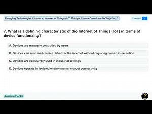 Emerging Technologies Chapter 4: IoT MCQs Part 3 | #freshman #InternetOfThings #mcqs