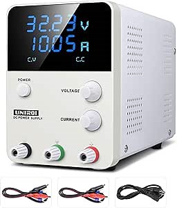 DC Power Supply Variable, UNIROI 0-32V / 0.10.2A 4 Digital Power Supply Adjustable Regulated Bench Power Supply with Alligator Leads US Power Cord