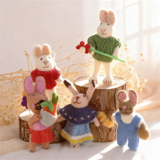 Wool Felted Easter Ornaments,handmade Needle Felted Bunny Pendant Set,hanging Bunny Keychain,felt Animal Pendant,spring Decor & Gift - Etsy