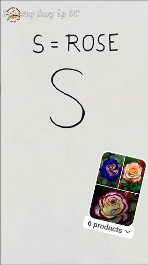 How to Draw Rose from Letter S 🌹 | Rose drawing Easy Step by Step | S Se Rose Drawing #shorts