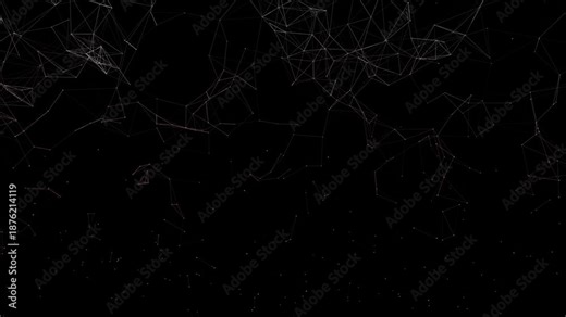 Seamless loop of a falling abstract data mesh. Network nodes sink into a void, causing connections to stretch, turn critical red, and snap. Visualization of market crash, liquidity drain