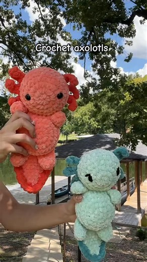 Emily Martin on Instagram: "Crochet axolotls!! So cuddly and cute ☺️ #crochet #crocheting #crochetaddict #amigurumi #crochetersofinstagram #handmade #axolotls"