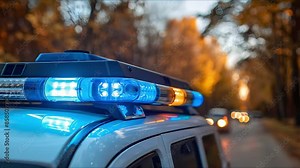 Emergency Medical Services: Ambulance with Blue Light Flasher on Road. Concept Emergency Response, Medical Assistance, Ambulance Services, Urgent Care, First Aid