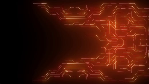 Red Tech Circuit, Glowing Red Lines, Technology Motion. Free Stock Video