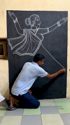 45K views · 952 reactions | Learn how to draw a classical dancer |||| #classicaldancerart #chalkartist #fbart #artistnareshkumar | Artist Naresh kumar | Facebook