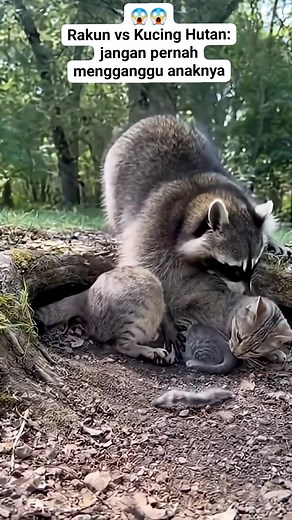 Rakun vs Kucing Hutan: jangan pernah mengganggu anaknya. #animals #wildlife #nature | Ramayana Khan