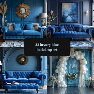 22 Luxury Blue Digital Backdrops & Overlays - Etsy Canada