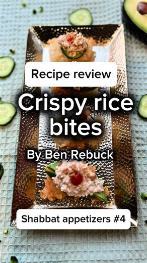 Vegetarian appetizers are easy to overlook — which is exactly why I wanted to test this one. This is the fourth and final video in my Shabbat Appetizer series. The first three were clear wins — so the question is: can we make it four in a row? This time, it’s a vegetarian take on crispy rice bites, using a recipe by @benrebuck, a British-Jewish food creator. I’d seen crispy rice everywhere online, usually topped with fish, and was curious how a vegetarian version would actually work when you mak
