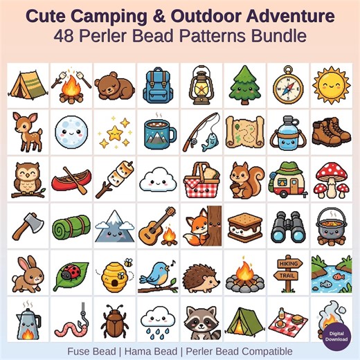 Camping Outdoor Adventure Perler Bead Patterns, 48 Designs (PDF Digital Download) - Etsy