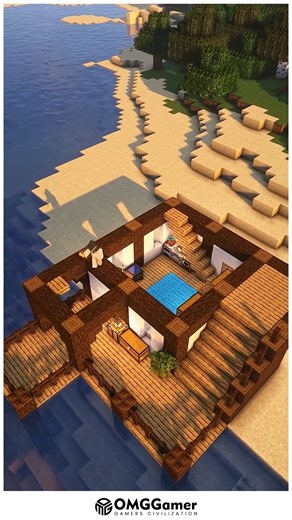 OMGGamer on Instagram: "🌊🏝️ Minecraft Beach House 🏡✨ Build the ultimate seaside escape with this beautiful beach house design! 🧱 Featuring open spaces, wooden decks, and stunning views, it’s perfect for relaxation and survival living. Would you make it floating on water, built on stilts, or right on the sand? #MinecraftBeachHouse #MinecraftIdeas #SurvivalBuild #CreativeMinecraft #MinecraftBuilds #CozyHouse #OceanBuild"