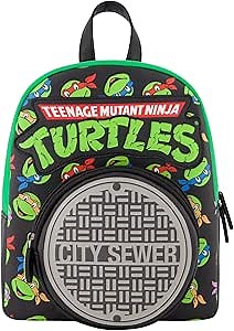 Concept One Teenage Mutant Ninja Turtles Mini Backpack, TMNT Small Travel Bag for Men and Women, Adjustable Shoulder Straps, Sewer Cap, 10 Inch