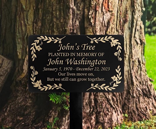Personalized Tree Memorial Garden Stake, Custom Name Plaque, Planted in Memory Sign, Outdoor Remembrance Gift - Etsy