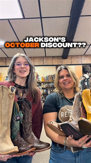 4.8K views · 99 reactions | Simple, just come on in and let us know that you participated in the boot giveaway video for $25 off an adult pair of boots!  This discount is from now until October 31st 2025. We appreciate all of you. Thanks for being a part of our community. #jacksons #boots #westernfashion | Jackson's Western Store | Facebook