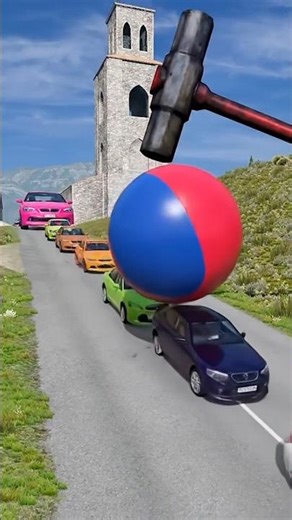 Small to Giant Colorful Cars vs Hammer 🔨 Ultimate Destruction