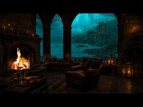 Cozy Rainy Reading Room in the Forest | Melancholic Music and Dark Academia Ambience for Focus, Calm