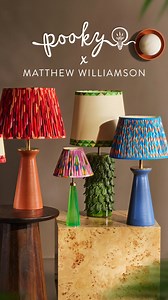 Our third collection with @matthewwilliamson is here, bursting with Mediterranean charm and colour. Expect joyful designs with terracotta bases, alabaster details, and vivid shades to brighten any room. | Pooky