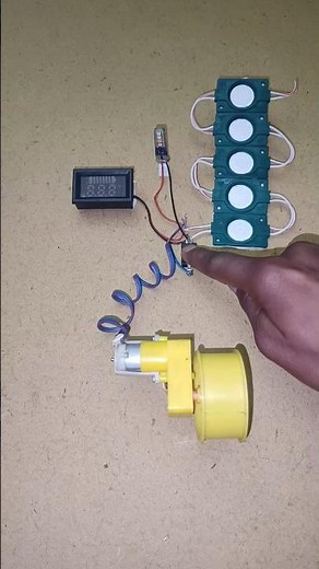 Rope Power Turns On Indicator & Voltmeter and 5 LED Light With Gear Motor Generator dcmotor #dcmotor