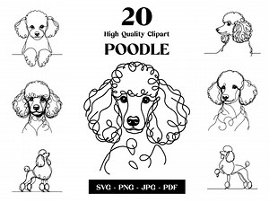 Poodle Line Art Clipart Bundle: Minimalist Dog Vector (digital Download) - Etsy