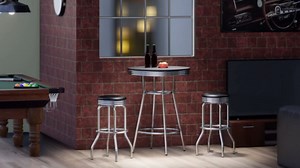 Summit 3-Pc Pub Table and Swivel Stool Set, Black & Chrome