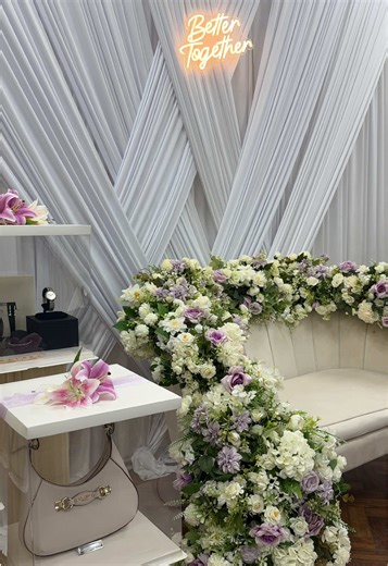 Elegant Criss-Cross Drape Engagement Stage Design
