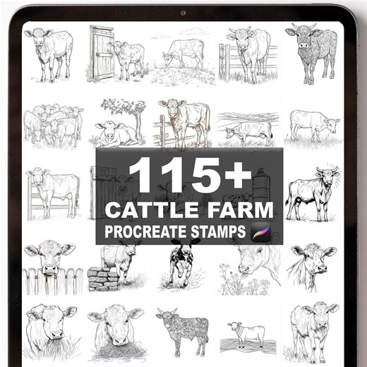115  Procreate Cattle Farm Brushes | Procreate Stamps | Instant Digital Download - Etsy