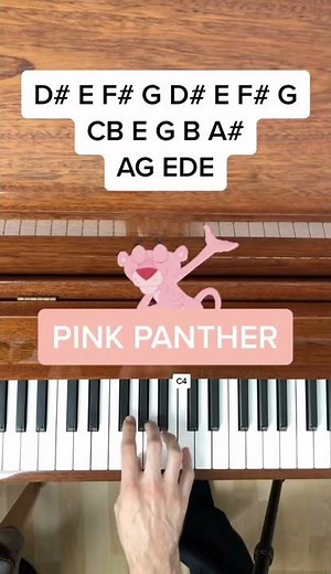 Pink Panther Theme (EASY Piano Tutorial with Letter Notes) #Shorts